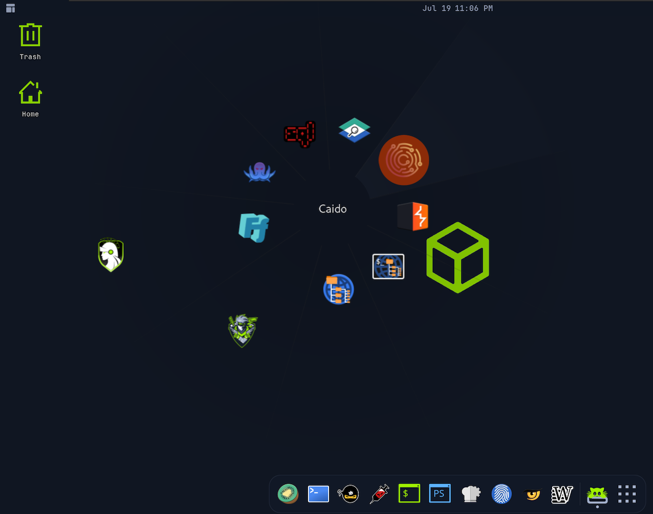 Athena OS application wheel.