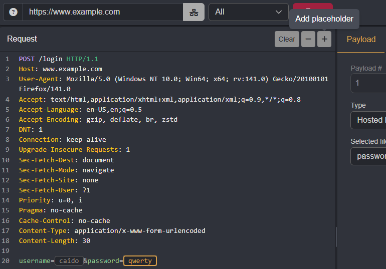 Marking two placeholders.