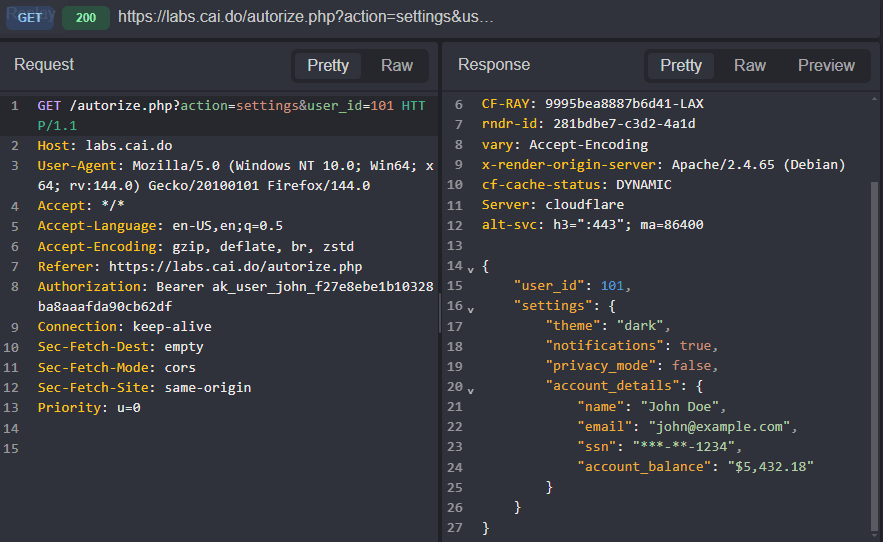 John's account settings data.