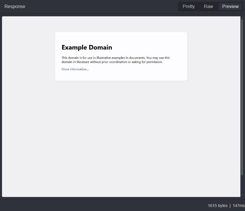 Previewing a response within Caido.